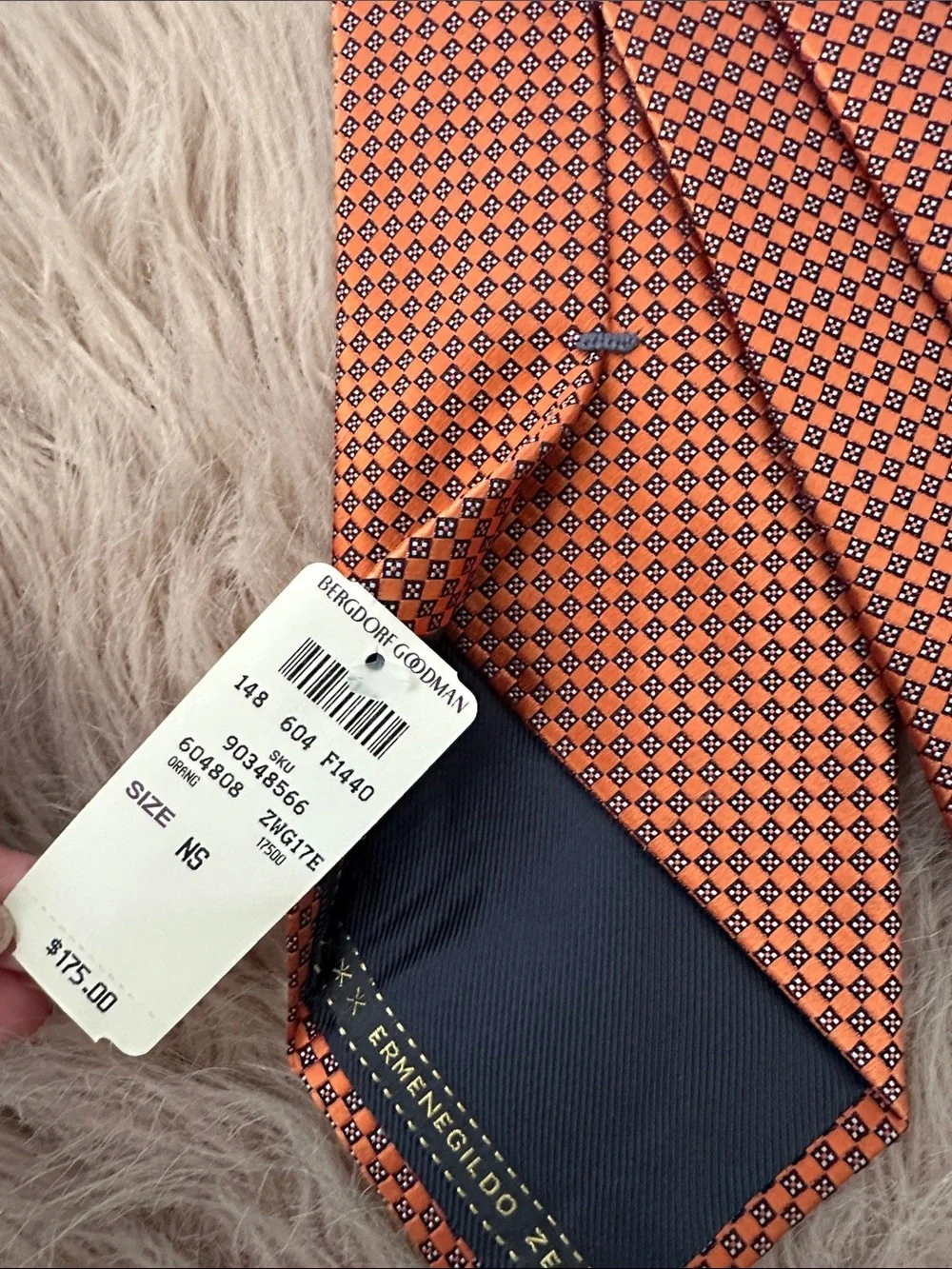 Men's Orange Geometric Silk Tie - Ermenegildo Zegna